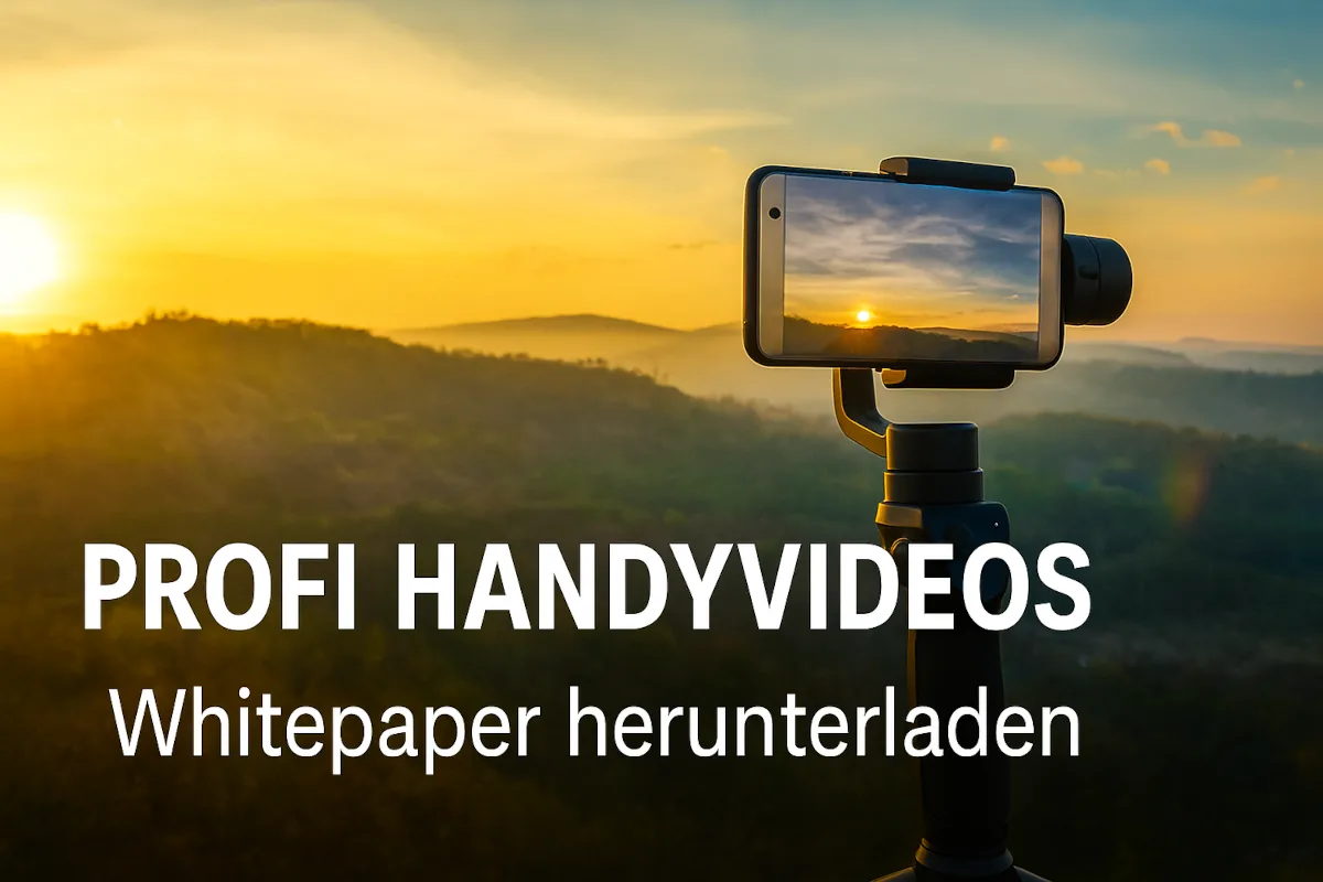 Whitepaper - einfach professionelle Handyvideos produzieren 1 Profi Handyvideo bei Sonnenuntergang mit Smartphone und Gimbal – mobile Videoproduktion für Videomarketing und interne Kommunikation