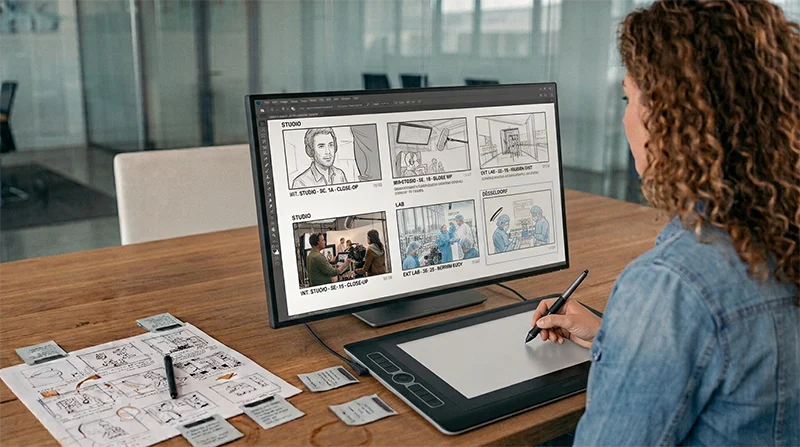 Storyboard-Planung für eine professionelle Imagefilm Produktion am Grafiktablet